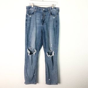 American Eagle Mom Jeans Distressed Blue 12